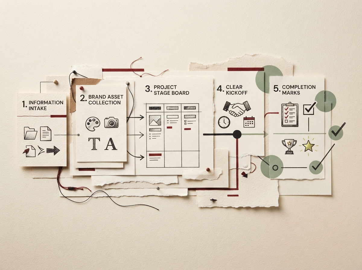 Illustration of a Webbies onboarding form creating connected team tools